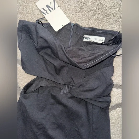 Zara Black Strapless Midi Dress - Picture 6 of 8